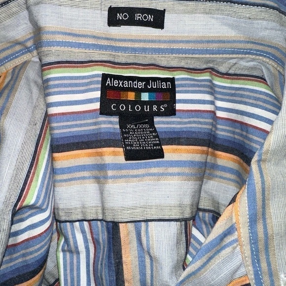 Men’s Pre Own As Is Alexander Julian Coppers Size XXL 2XL Multicolored Shirt s/s - Picture 2 of 5